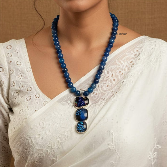 Dichroic Glass Silver Necklace