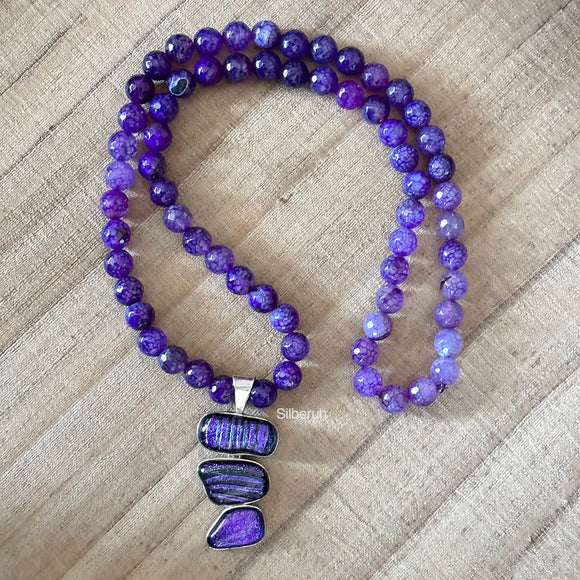 Dichroic Glass Silver Necklace