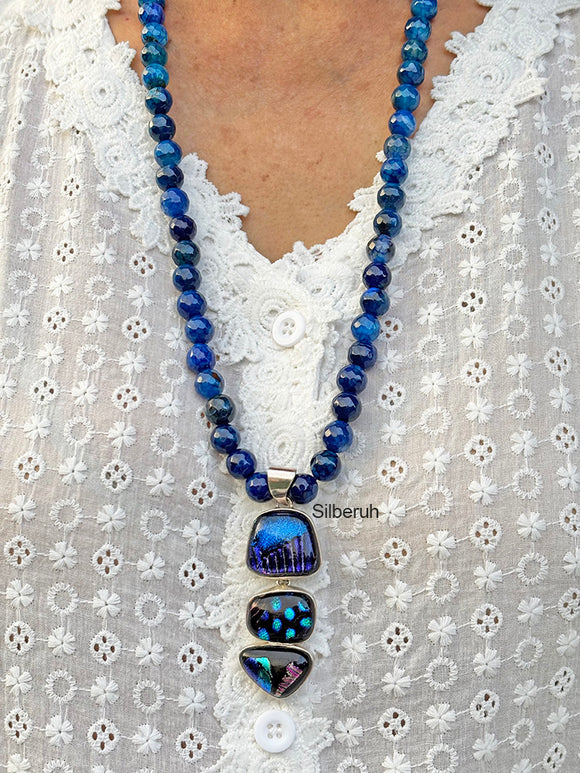Dichroic Glass Silver Necklace