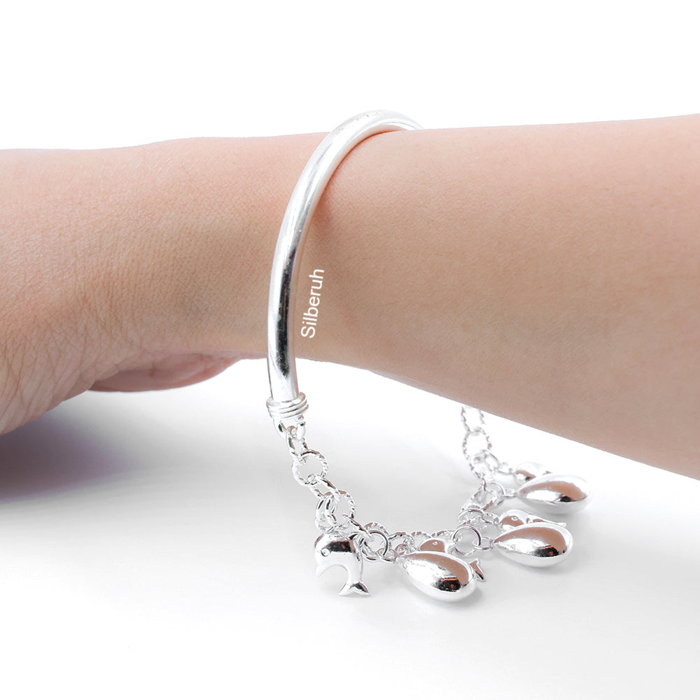 Dolphin Silver Charm Bracelet Bangle – SILBERUH