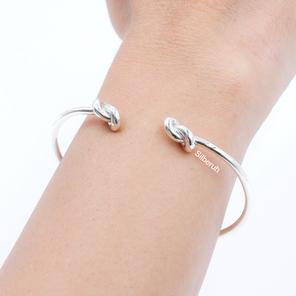 Friendship darkened silver double knot bracelet  kkwearablesculputre