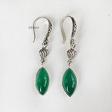 Engraved Green Onyx Silver Earring