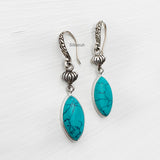Engraved Turquoise Silver Earring