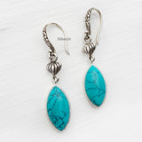 Engraved Turquoise Silver Earring
