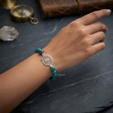 South African Green Turquoise beads with 925 silver Evil Eye symbol
