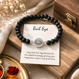 Handcrafted 925 silver Evil Eye Karungali bracelet with natural ebony wood beads
