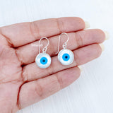 Evil Eye Mother Of Pearl Silver Earring