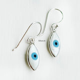 Evil Eye Mother of Pearl Marquise Silver Earring