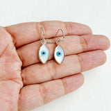 Evil Eye Mother of Pearl Marquise Silver Earring