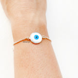 Evil Eye Mother of Pearl Silver Bracelet