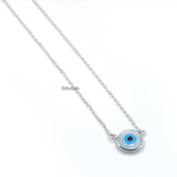 Evil Eye Mother of Pearl Silver Necklace