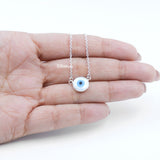 Evil Eye Mother of Pearl Silver Necklace