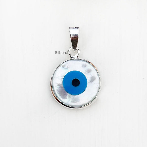 Evil Eye Mother of Pearl Silver Pendant