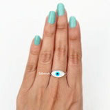 Evil Eye Mother of Pearl Silver Ring