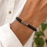Handcrafted 925 silver Evil Eye Karungali bracelet with natural 6 mm ebony wood beads