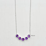 Natural Amethyst silver necklace elegant purple stone