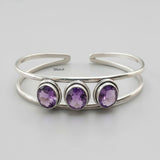 Facetted Amethyst Silver Kada