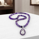 Facetted Amethyst & Crystal Quartz Silver Necklace