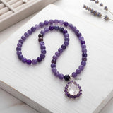 Facetted Amethyst & Crystal Quartz Silver Necklace