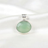 925 sterling silver faceted Aqua Chalcedony pendant with natural gemstone