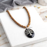 Facetted Banded Onyx Tree of Life & Mariam Silver Necklace
