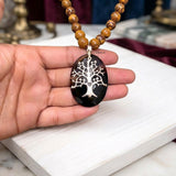 Facetted Banded Onyx Tree of Life & Mariam Silver Necklace