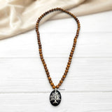 Facetted Banded Onyx Tree of Life & Mariam Silver Necklace
