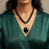 Facetted Black Onyx Silver Necklace