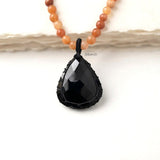 Facetted Black Onyx & Orange Aventurine Beaded Necklace