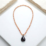 Facetted Black Onyx & Orange Aventurine Beaded Necklace
