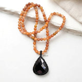 Facetted Black Onyx & Orange Aventurine Beaded Necklace