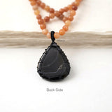 Facetted Black Onyx & Orange Aventurine Beaded Necklace