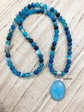Facetted Blue Chalcedony Silver Necklace