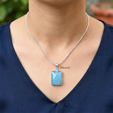 925 sterling silver Blue Chalcedony pendant elegant design