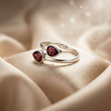 925 silver garnet adjustable ring India