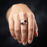 natural garnet sterling silver ring for women