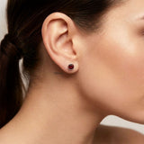 facetted garnet round earrings sterling silver