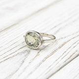 Elegant 92.5 silver Green Amethyst gemstone ring