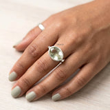 Natural Green Amethyst sterling silver ring for women