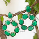 Facetted Green Onyx Silver Earring