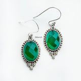 Facetted Green Onyx Silver Earring