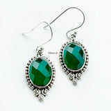 Facetted Green Onyx Silver Earring
