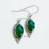Facetted Green Onyx Silver Earring