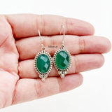 Facetted Green Onyx Silver Earring