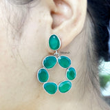 Facetted Green Onyx Silver Earring