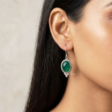 925 sterling silver green onyx oval earrings India