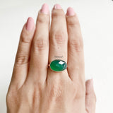 Facetted Green Onyx Silver Ring