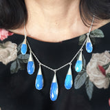 Facetted Opalite Drop Silver Earring & Necklace Set