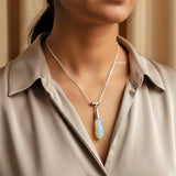 Facetted Opalite Drop Silver Necklace