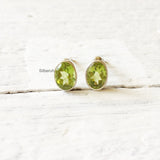 Facetted Peridot Oval Silver Stud